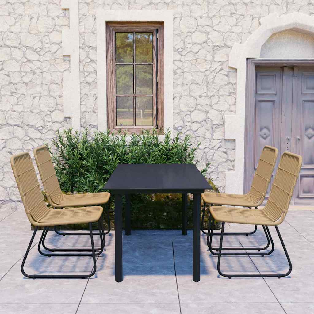 vidaXL 3-delige Tuinset poly rattan en glas