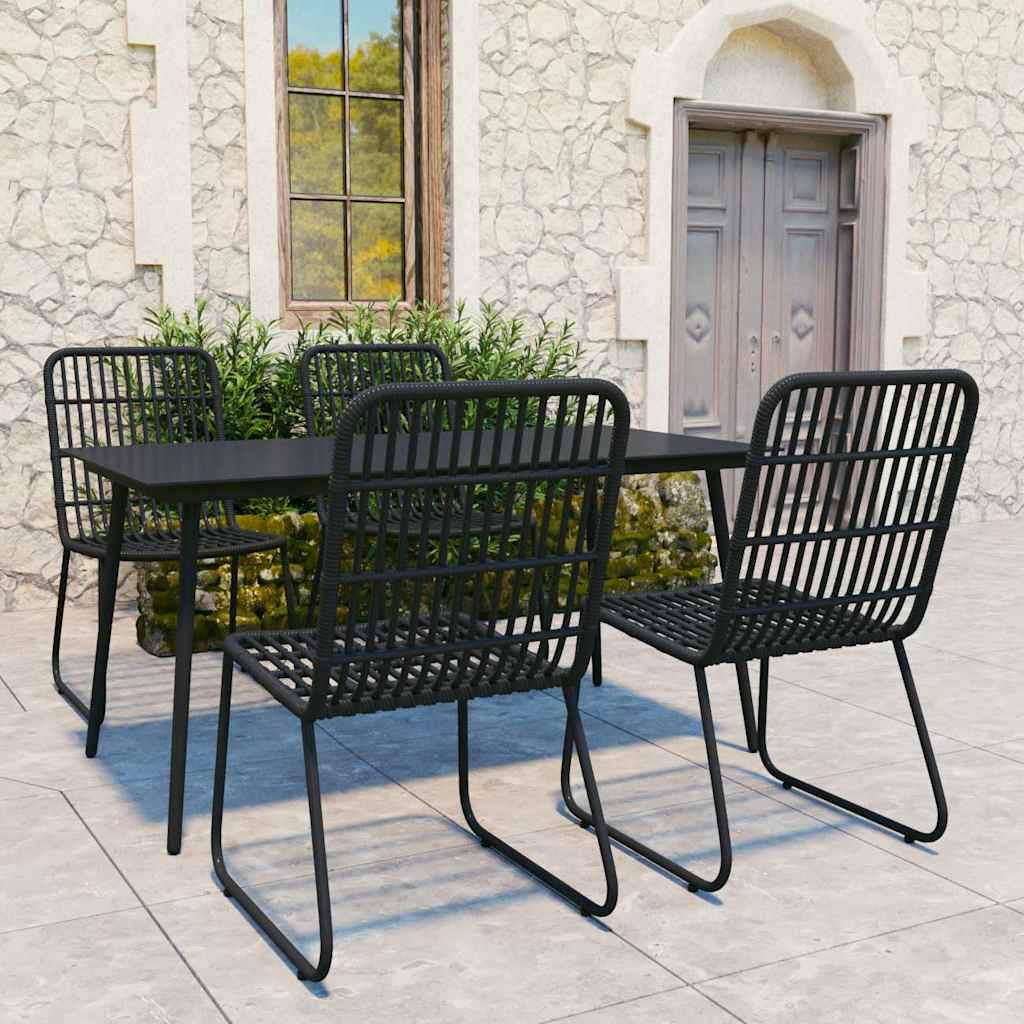 vidaXL 3-delige Tuinset poly rattan en glas