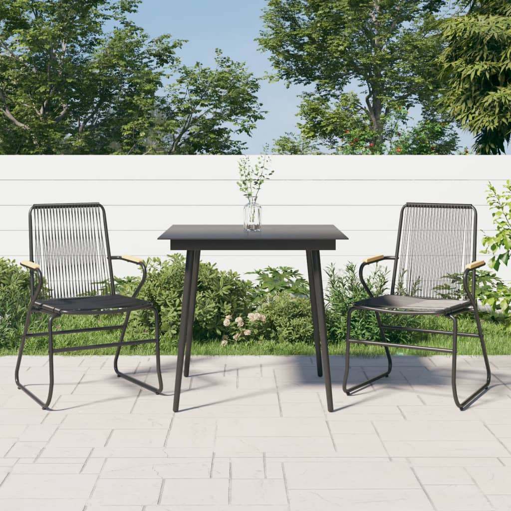 vidaXL 3-Piece Garden Lounge Set PVC Rattan Black