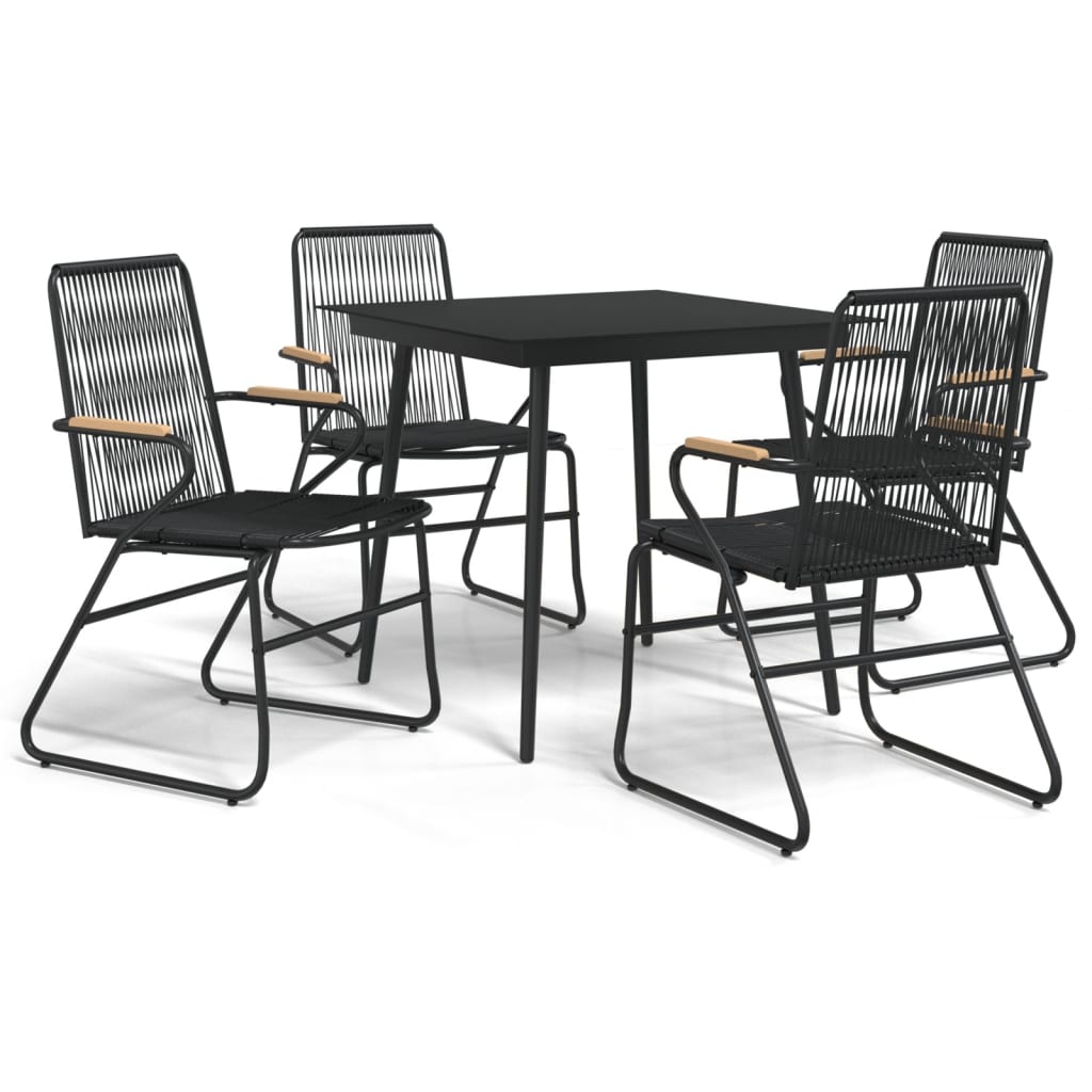 vidaXL 3-Piece Garden Lounge Set PVC Rattan Black