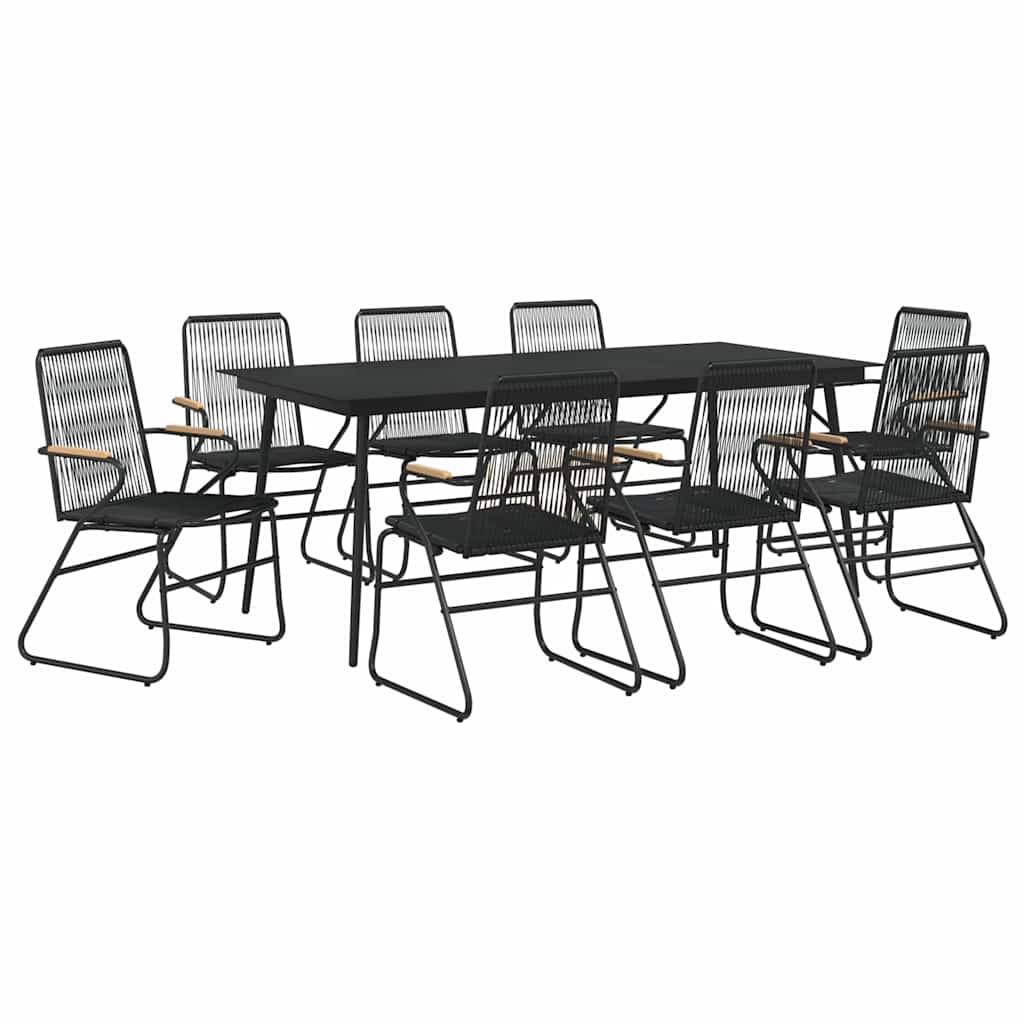 vidaXL 7-delige Tuinset PVC-rattan zwart