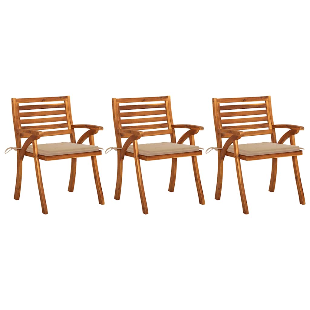 vidaXL Garden Chairs 3 pcs with Cushions Solid Acacia Wood