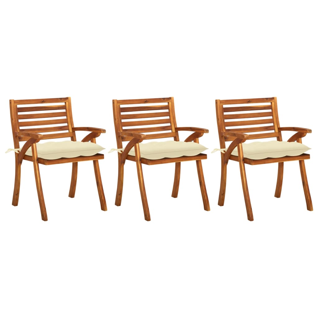 vidaXL Garden Chairs 3 pcs with Cushions Solid Acacia Wood
