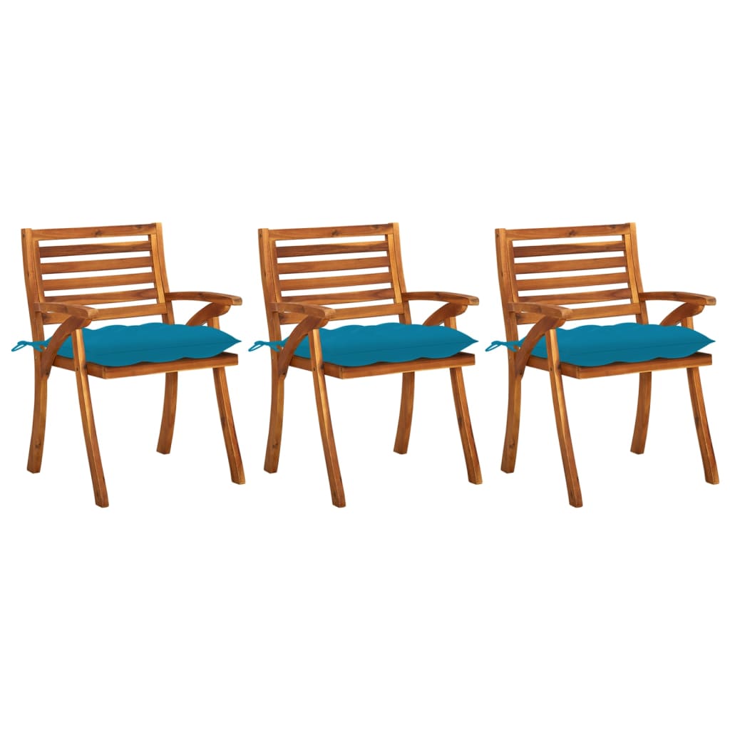 vidaXL Garden Chairs 3 pcs with Cushions Solid Acacia Wood