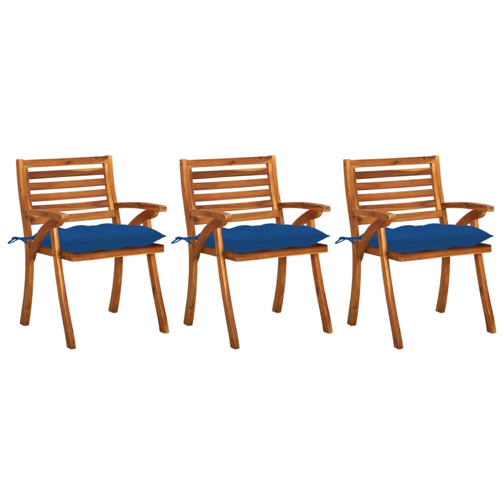 vidaXL Garden Chairs 3 pcs with Cushions Solid Acacia Wood