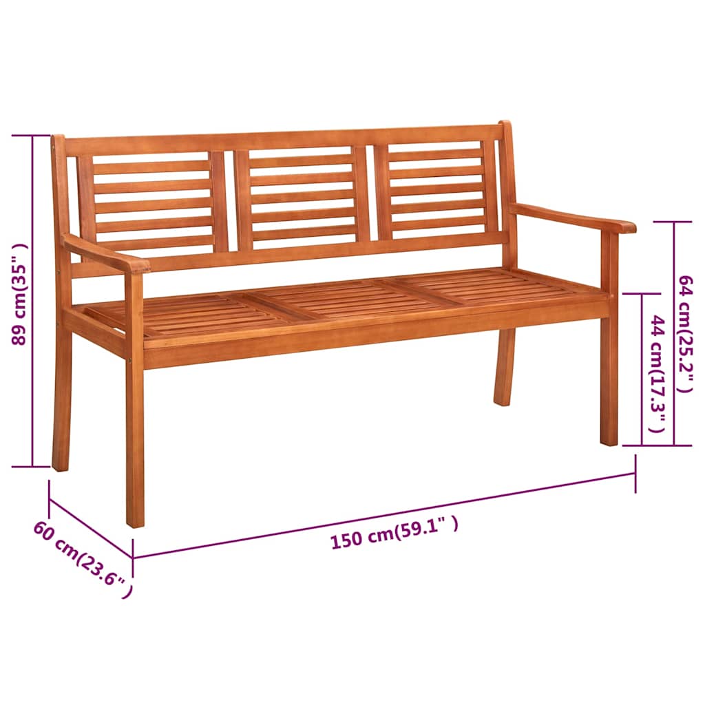 vidaXL Tuinbank 2-zits met kussen 120 cm massief eucalyptushout
