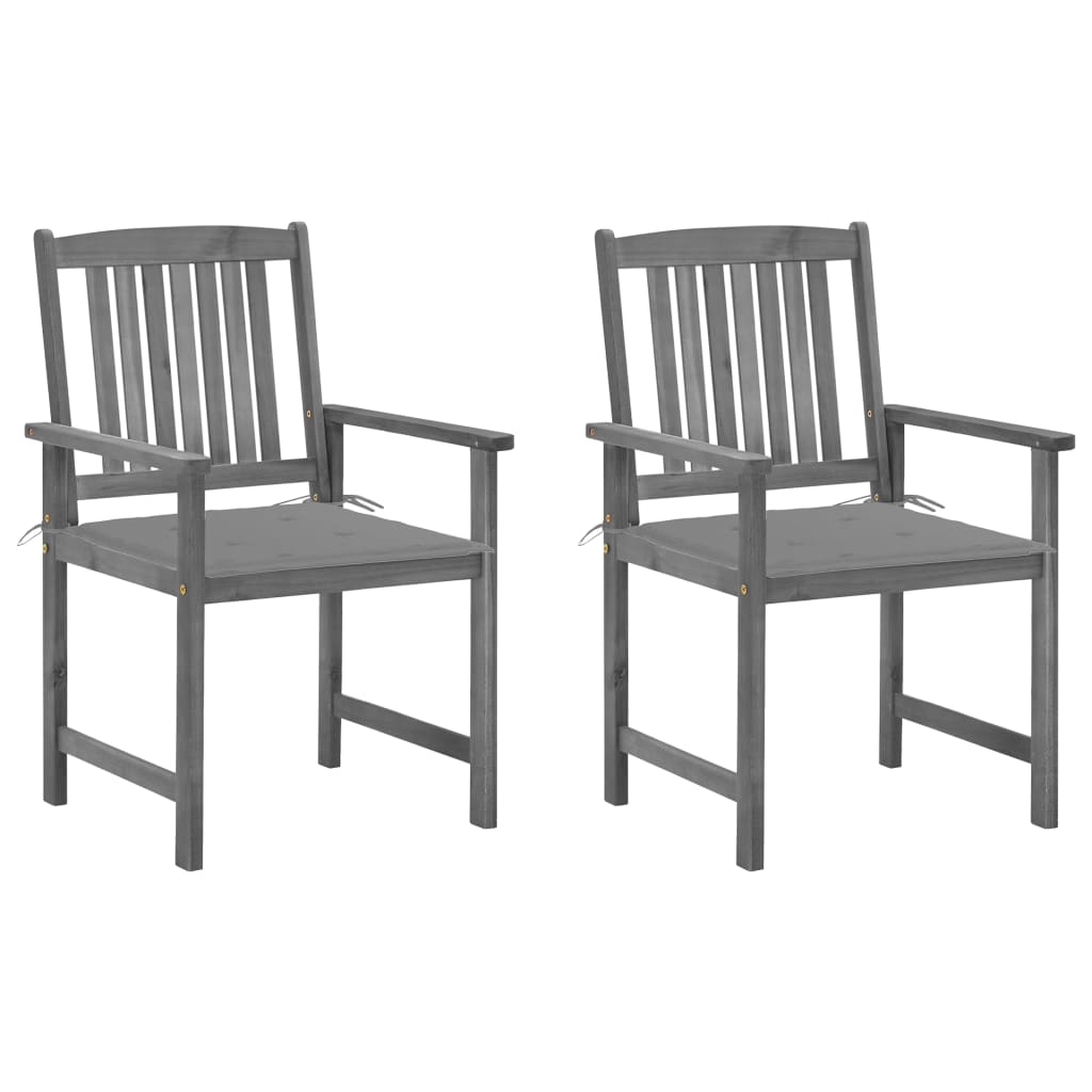 vidaXL Garden Chairs 2 pcs with Cushions Solid Acacia Wood Grey