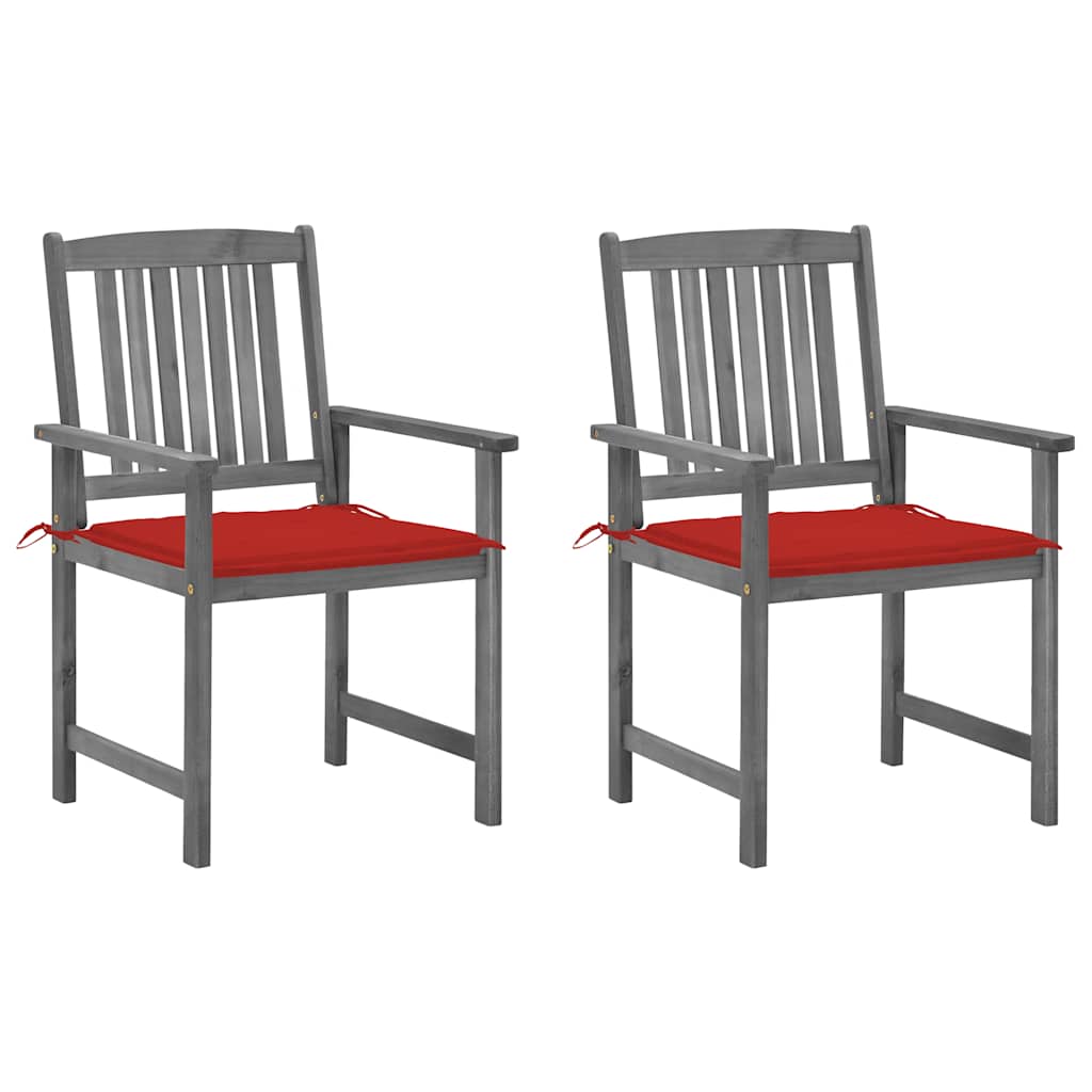 vidaXL Garden Chairs 2 pcs with Cushions Solid Acacia Wood Grey