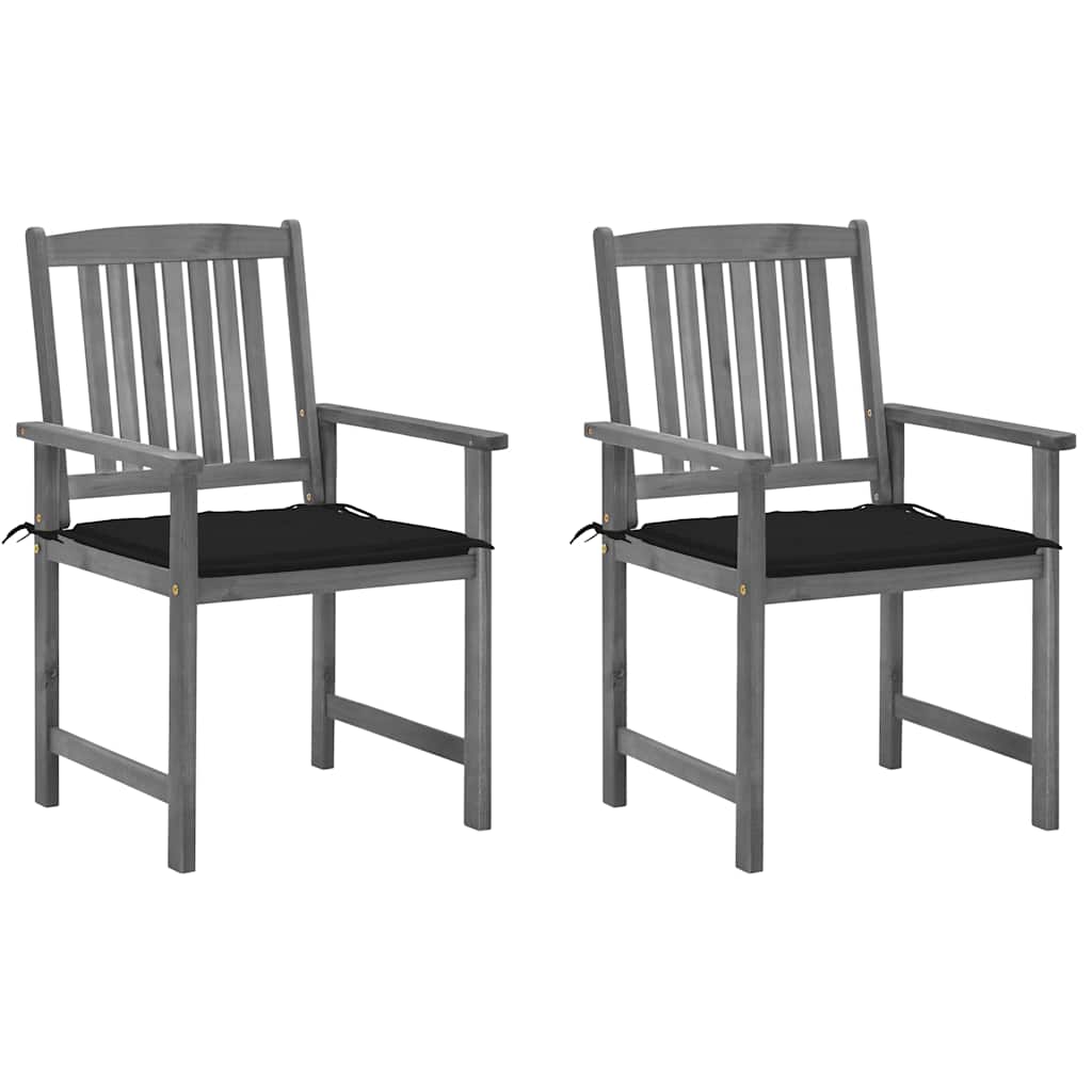 vidaXL Garden Chairs 2 pcs with Cushions Solid Acacia Wood Grey
