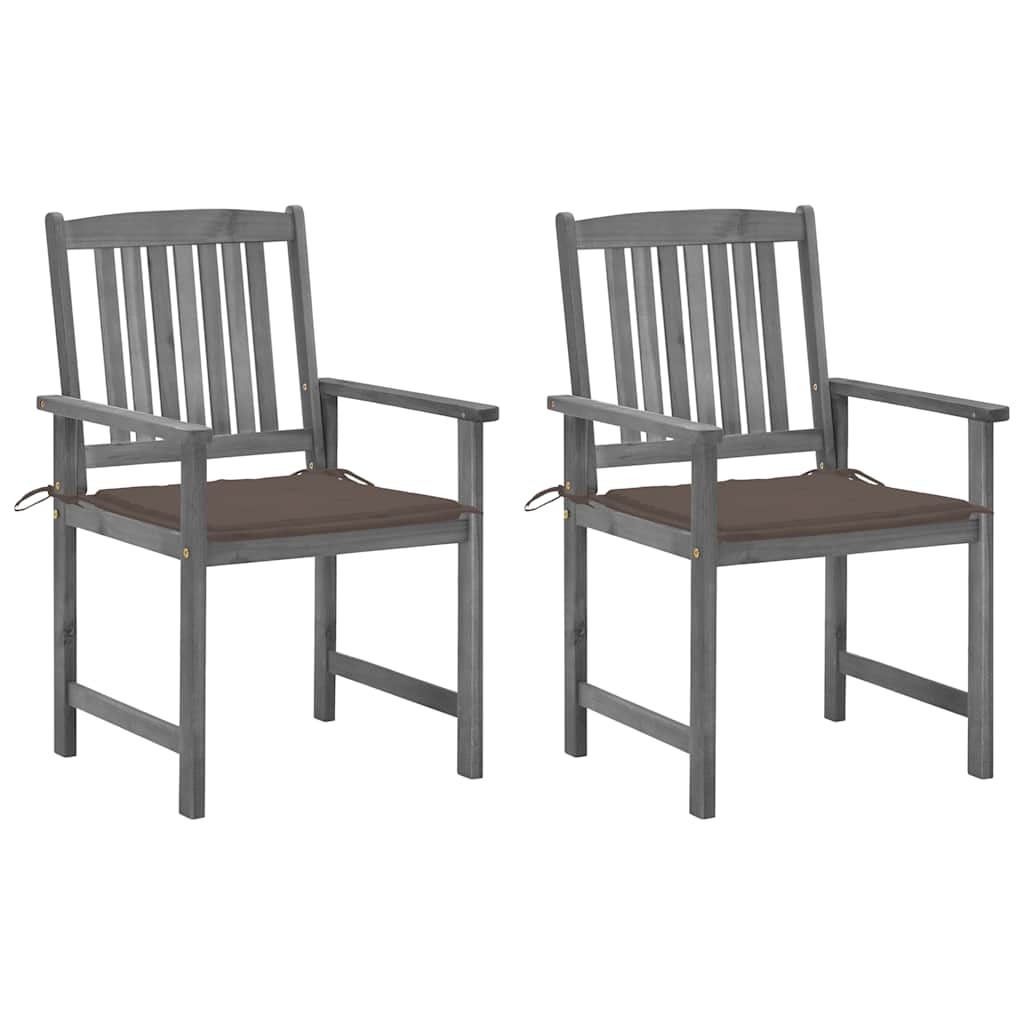 vidaXL Garden Chairs 2 pcs with Cushions Solid Acacia Wood Grey