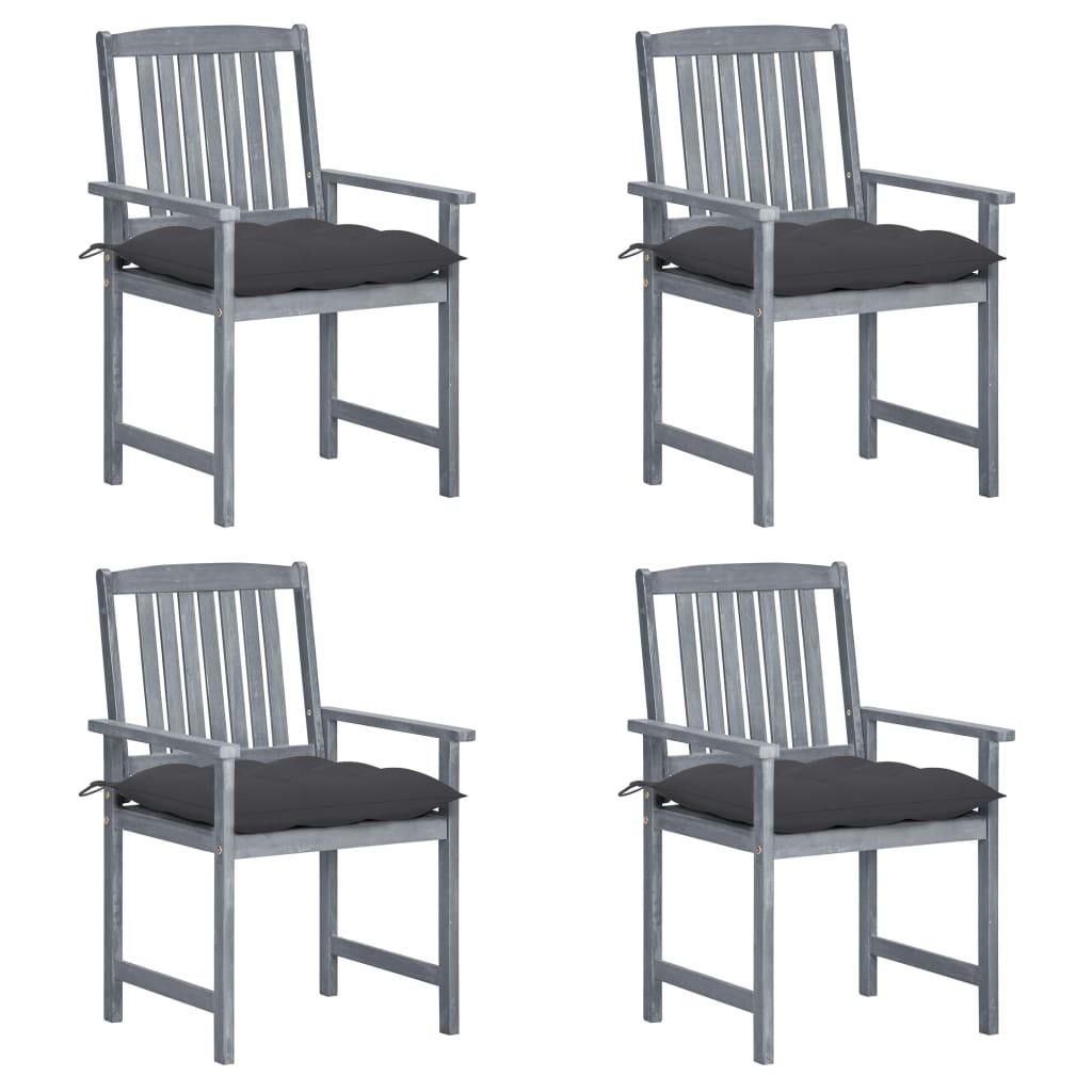 vidaXL Garden Chairs 2 pcs with Cushions Solid Acacia Wood Grey