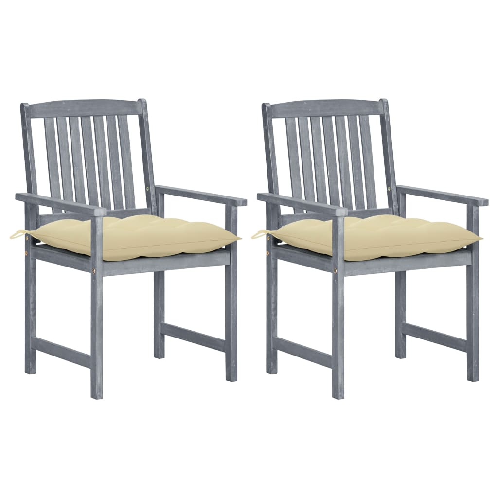 vidaXL Garden Chairs 2 pcs with Cushions Solid Acacia Wood Grey