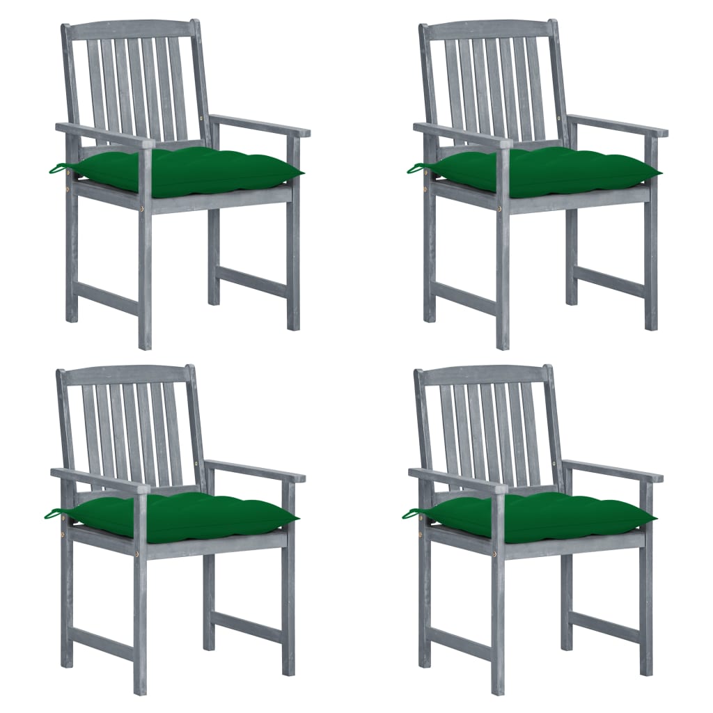 vidaXL Garden Chairs 2 pcs with Cushions Solid Acacia Wood Grey