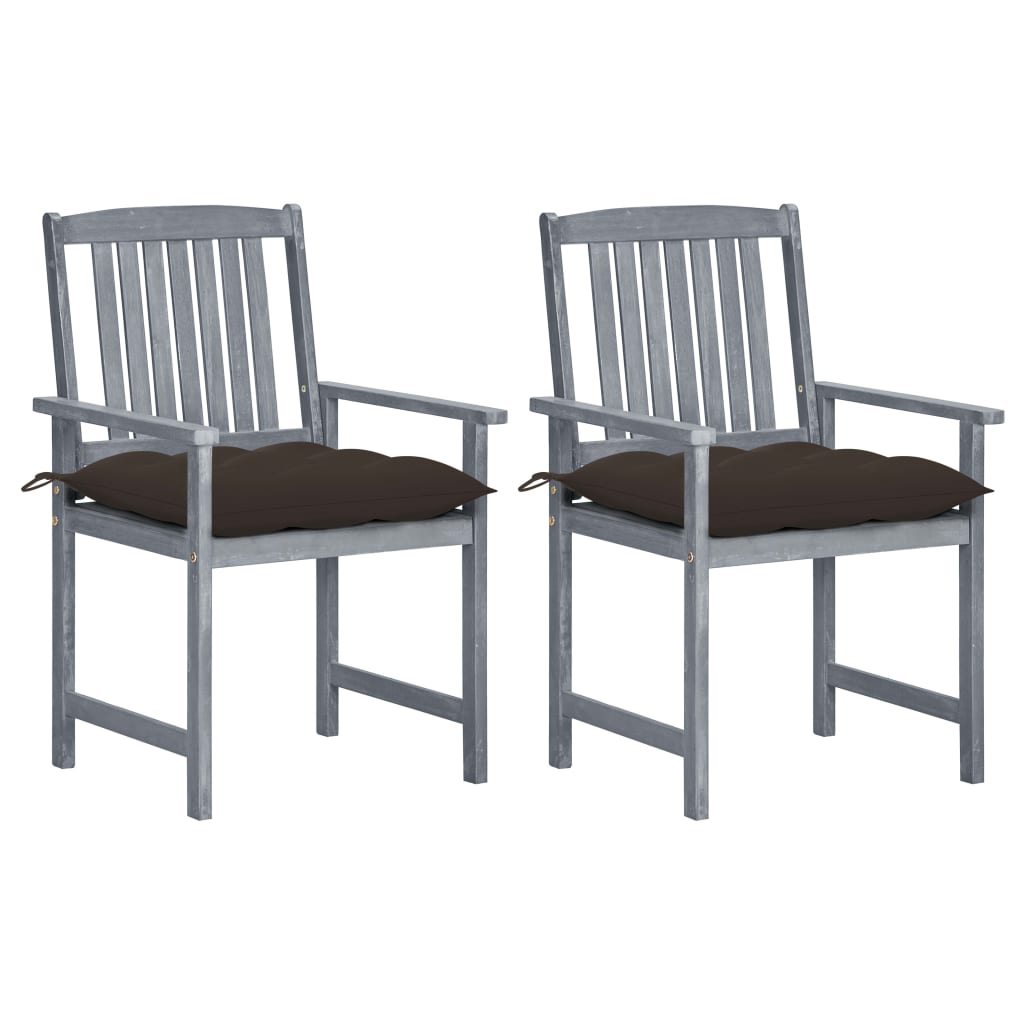 vidaXL Garden Chairs 2 pcs with Cushions Solid Acacia Wood Grey