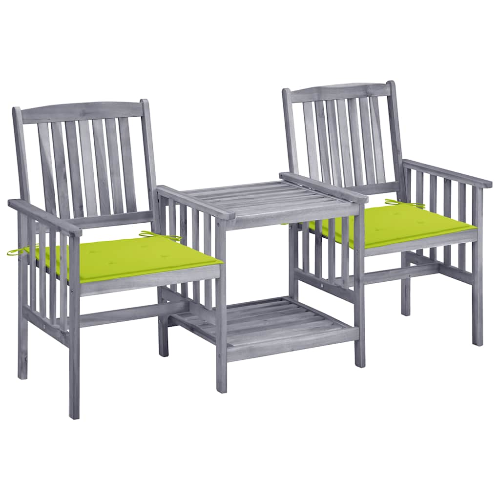 vidaXL Garden Chairs with Table and Cushions Solid Acacia Wood