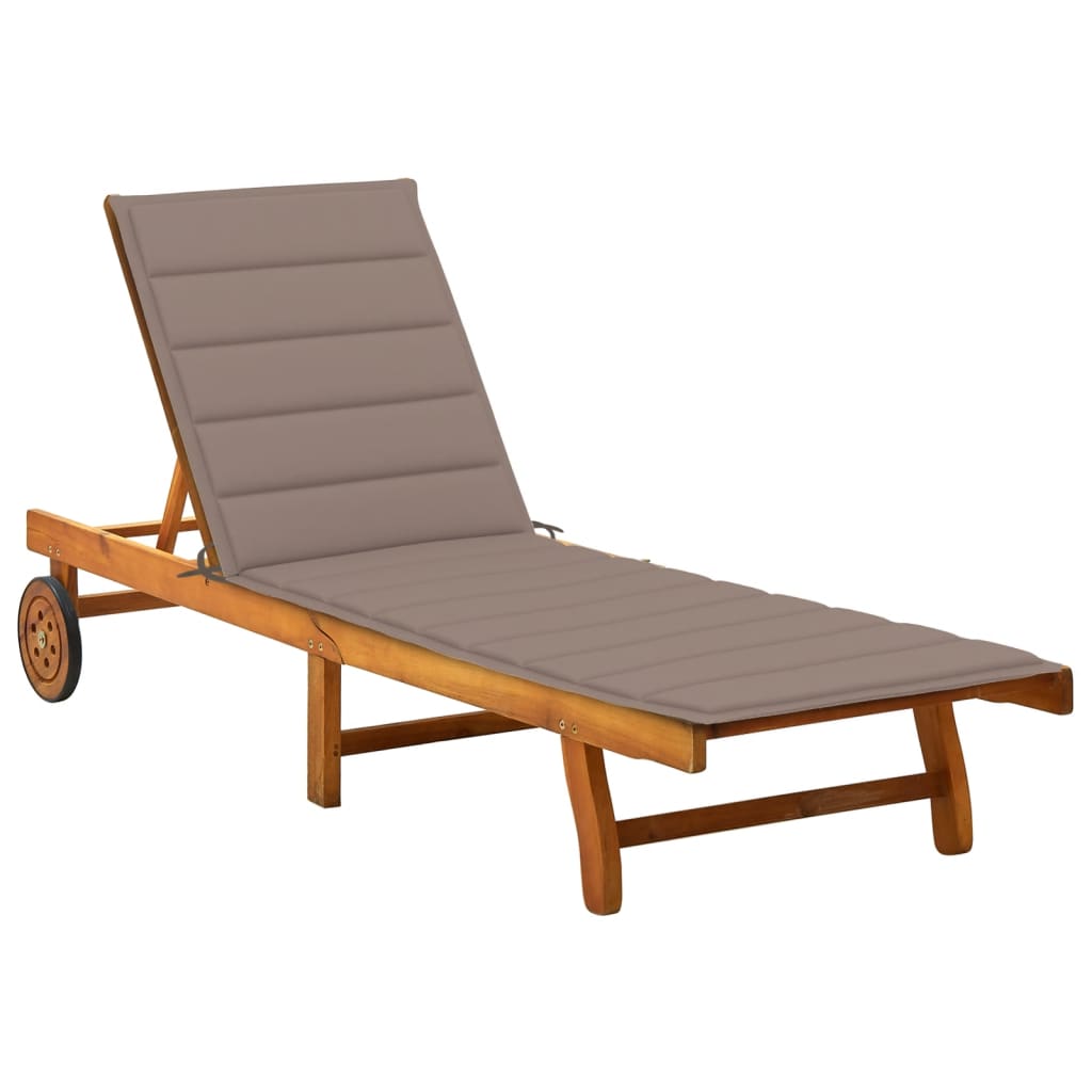 vidaXL Sun Lounger with Cushion Solid Acacia Wood