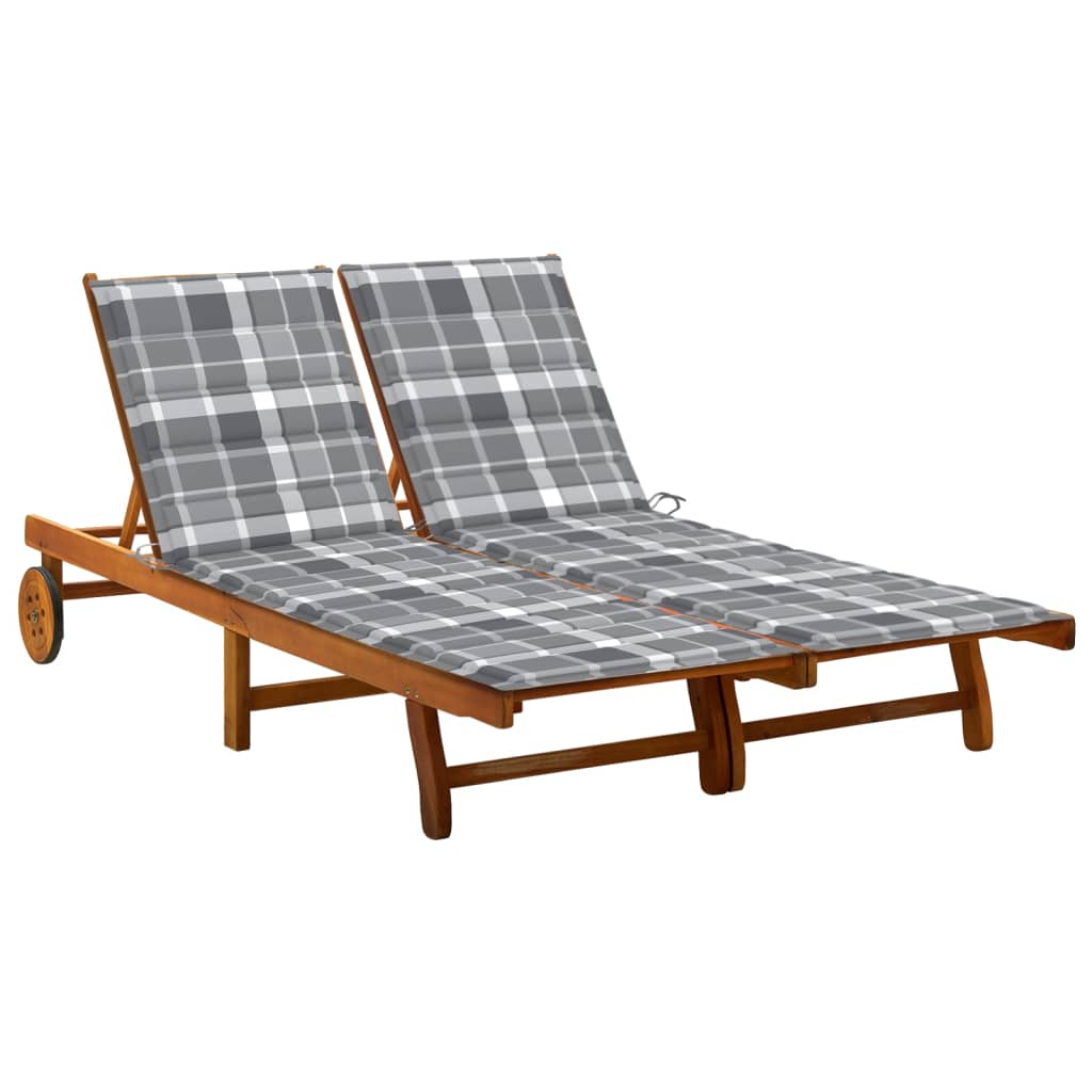 vidaXL Sun Lounger with Cushion Solid Acacia Wood