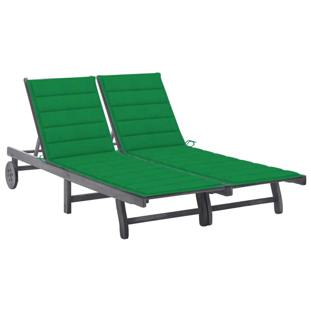 vidaXL Sun Lounger with Cushion Solid Acacia Wood Grey