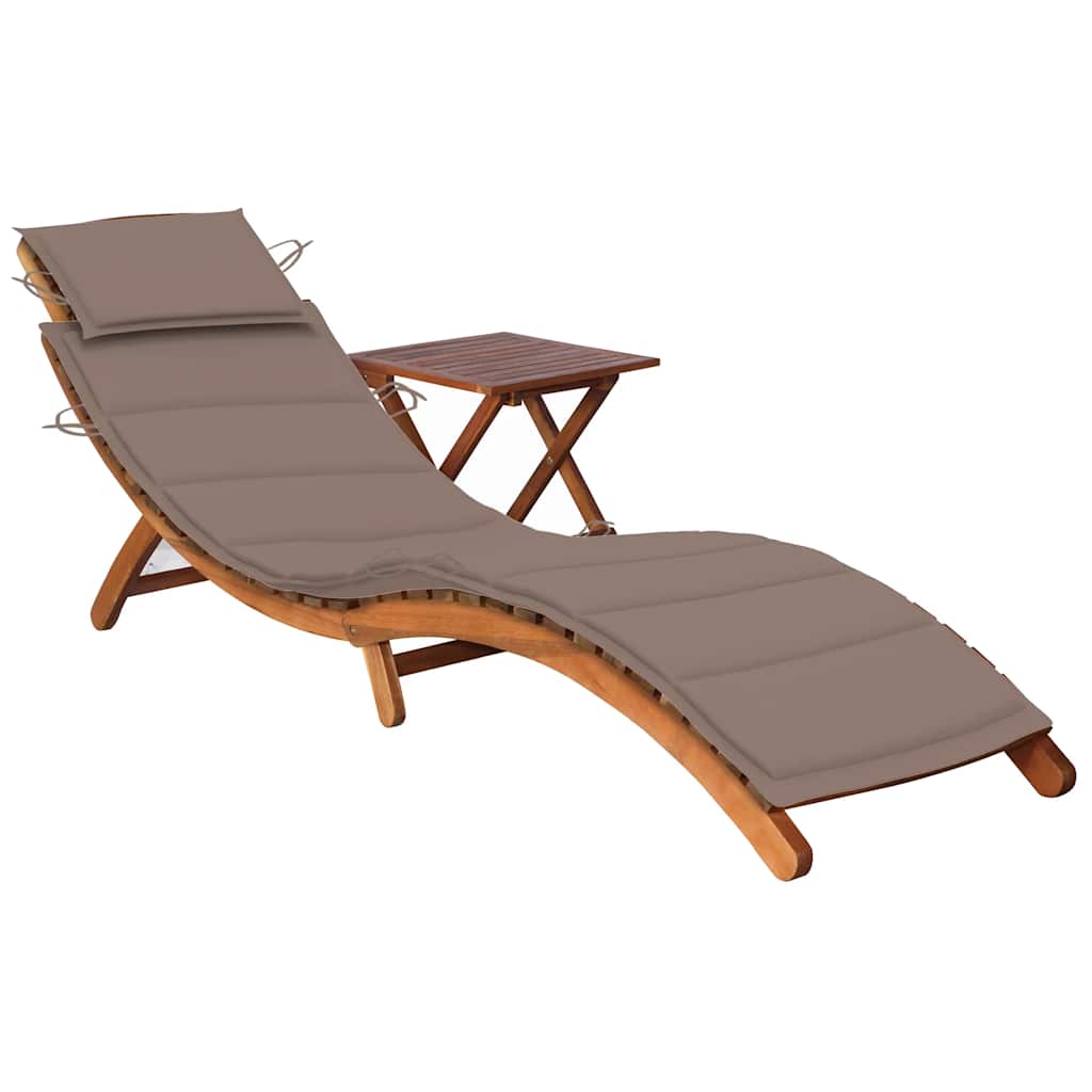 vidaXL Sun Lounger with Cushion Solid Acacia Wood