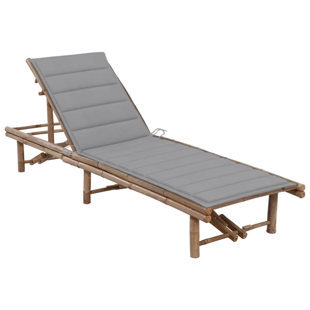 vidaXL Sun Lounger with Cushion Bamboo