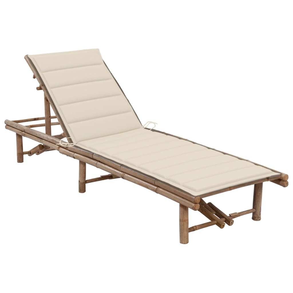 vidaXL Sun Lounger with Cushion Bamboo