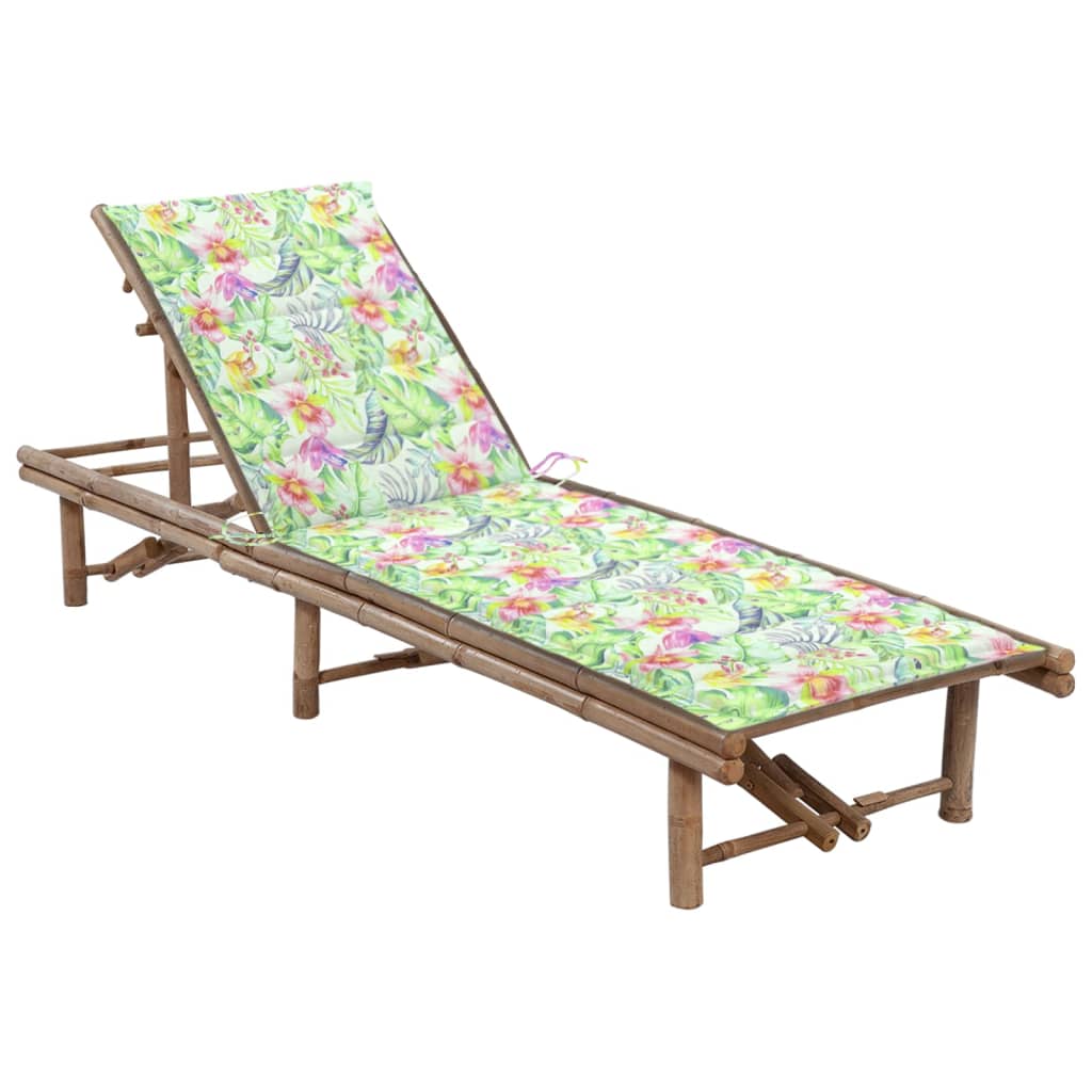 vidaXL Sun Lounger with Cushion Bamboo