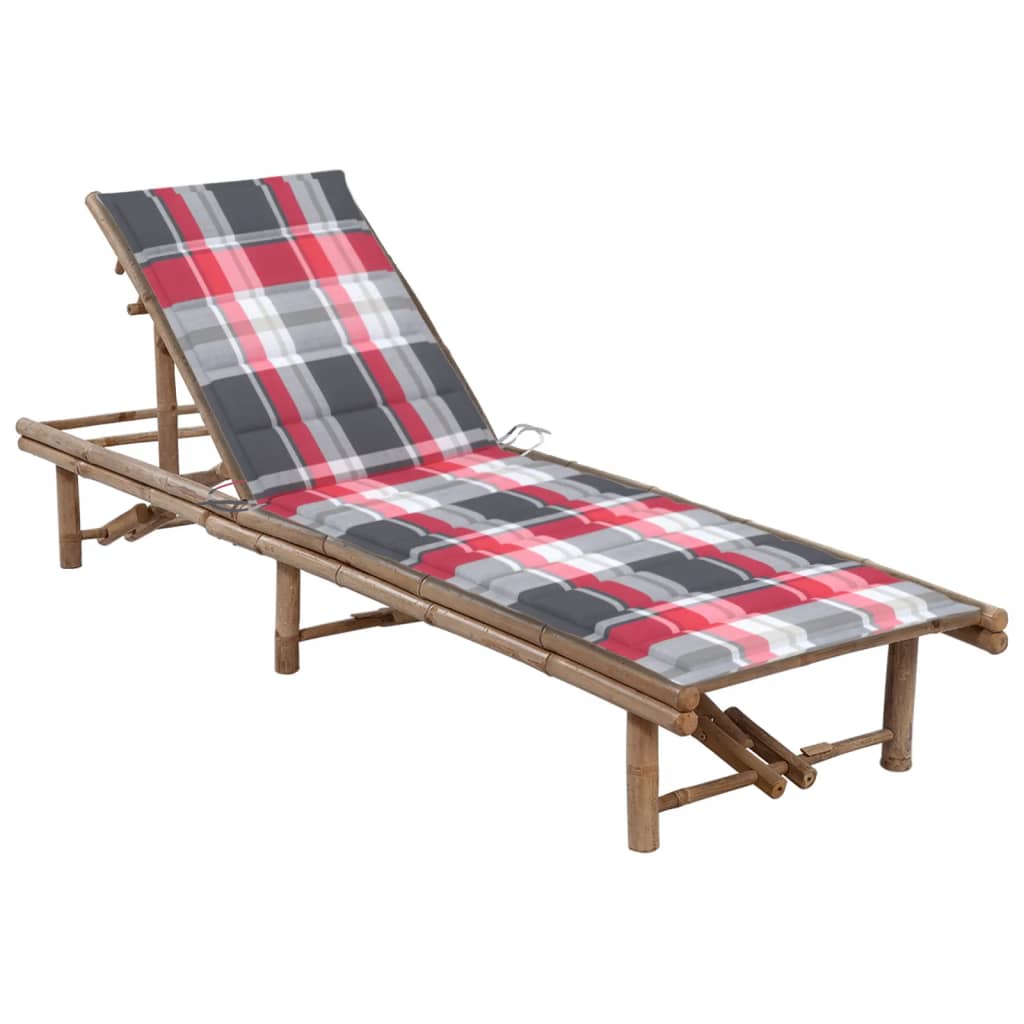 vidaXL Sun Lounger with Cushion Bamboo