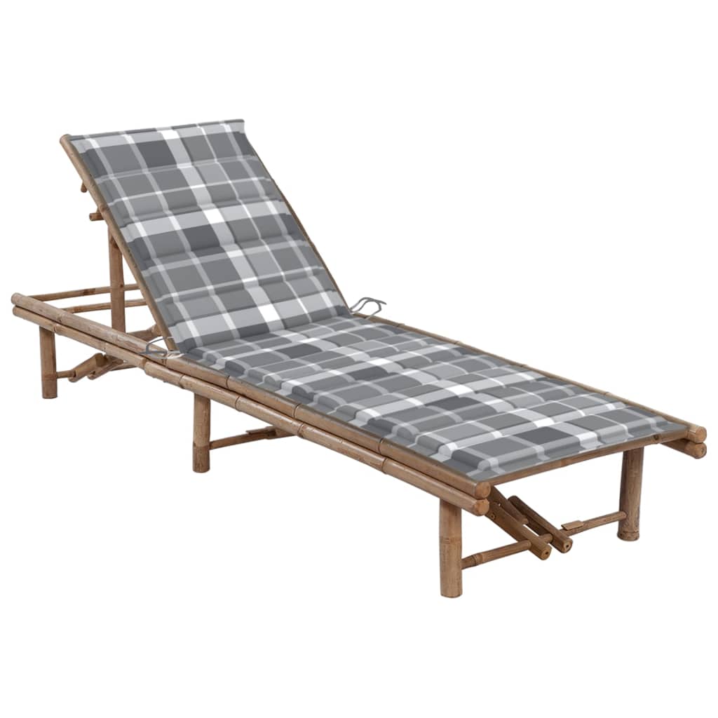 vidaXL Sun Lounger with Cushion Bamboo