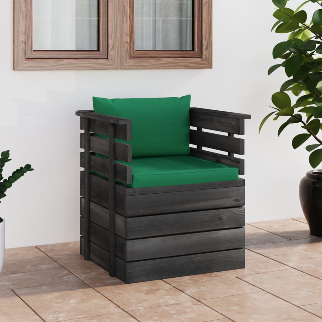 vidaXL Garden Armchair with Cushions Pallet Pinewood