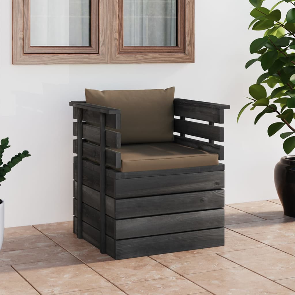 vidaXL Garden Armchair with Cushions Pallet Pinewood