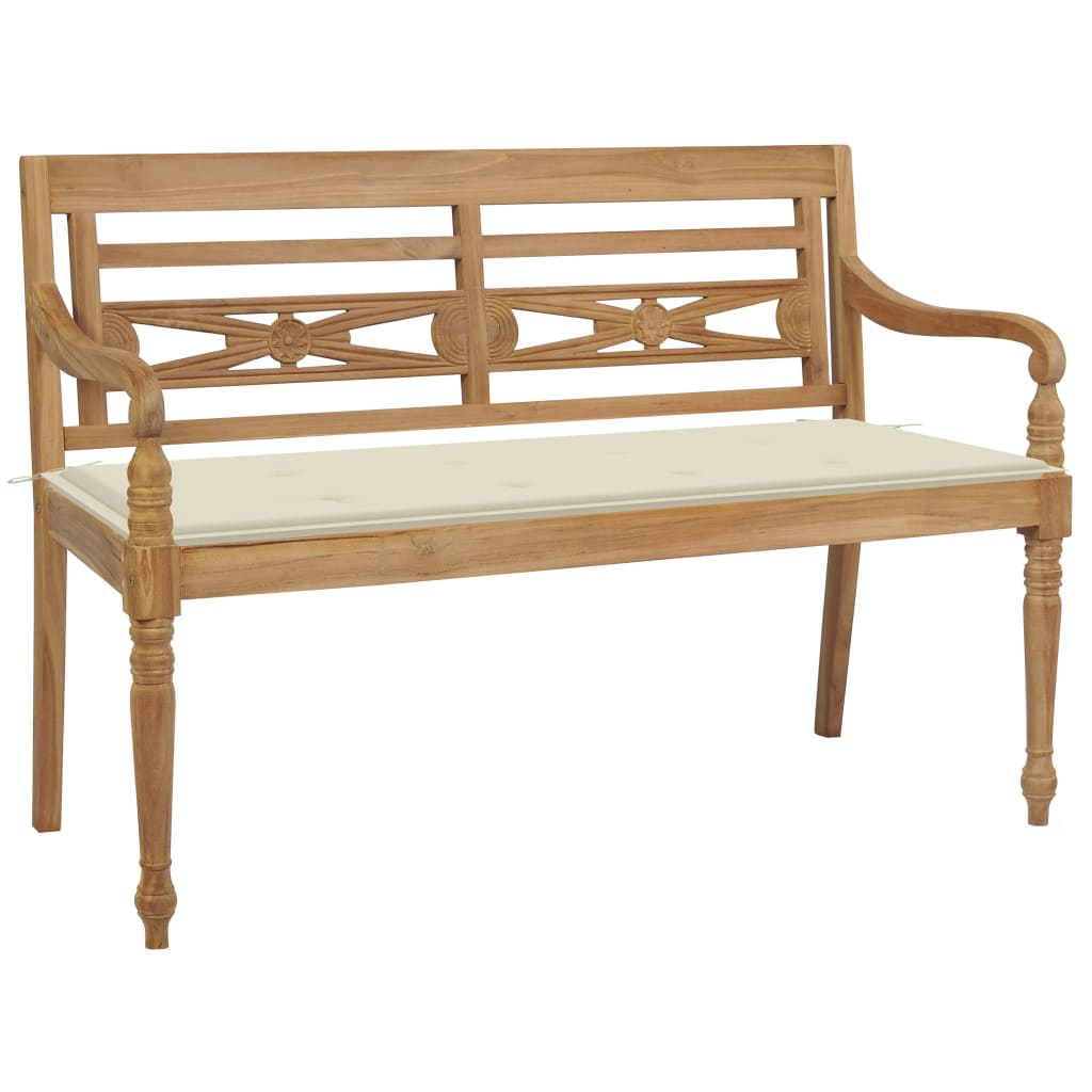 vidaXL Bank Batavia met antracietkleurig kussen 120 cm teakhout