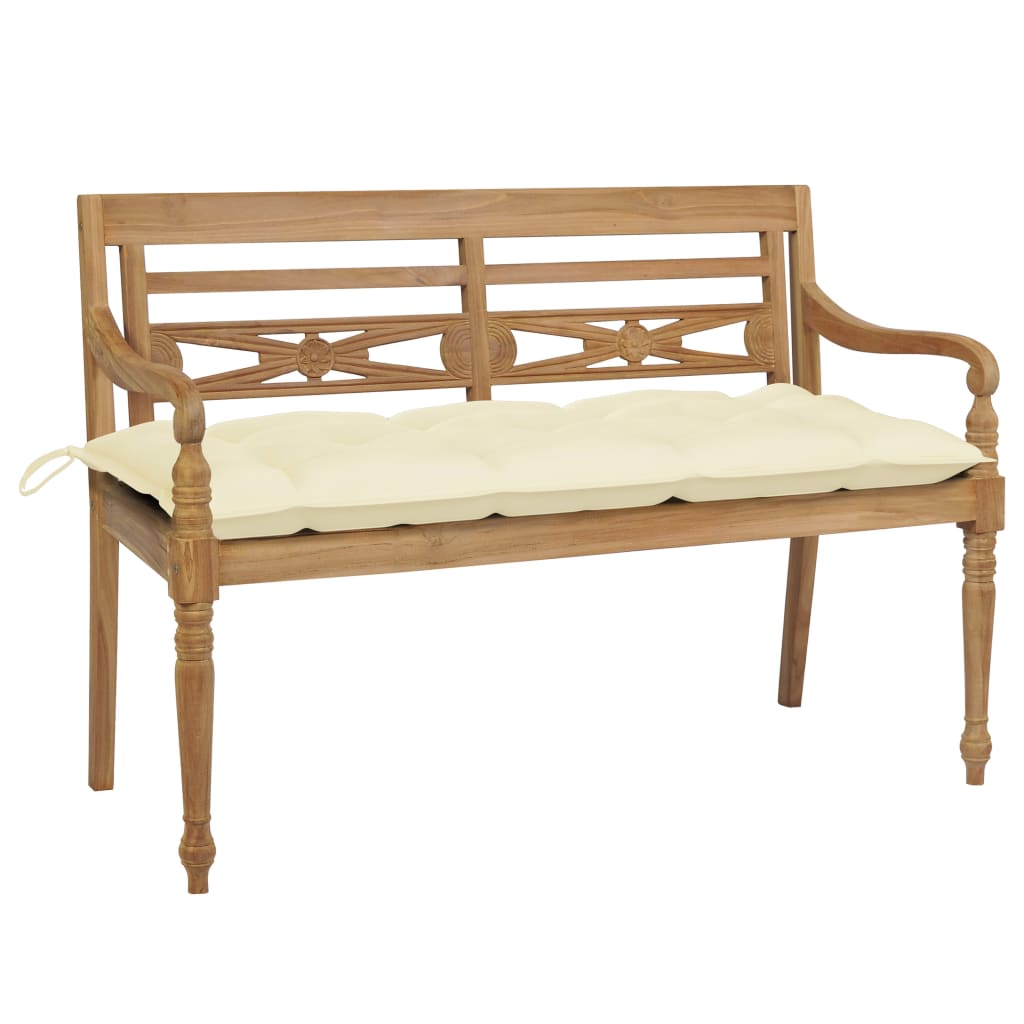 vidaXL Bank Batavia met antracietkleurig kussen 120 cm teakhout