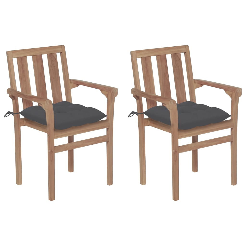 vidaXL Tuinstoelen 2 st met antracietkleurige kussens massief teakhout