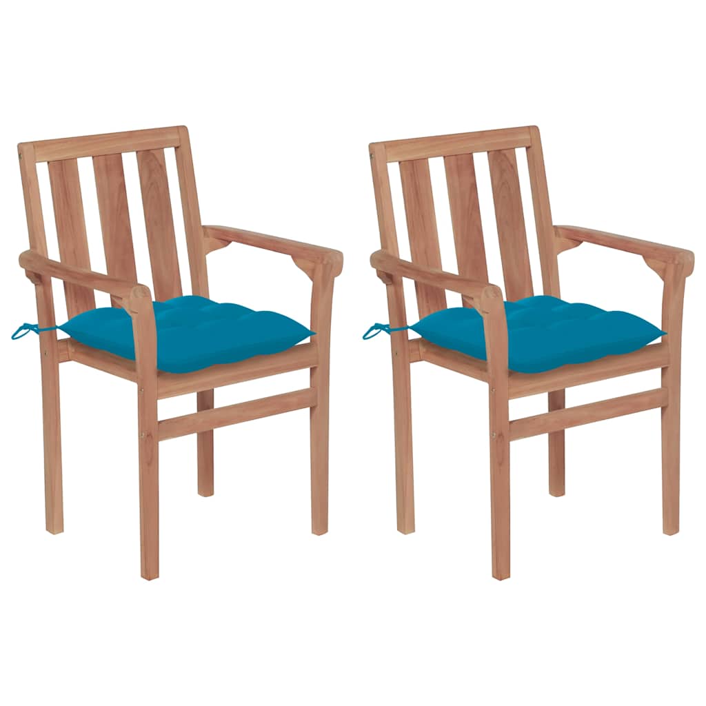 vidaXL Tuinstoelen 2 st met antracietkleurige kussens massief teakhout