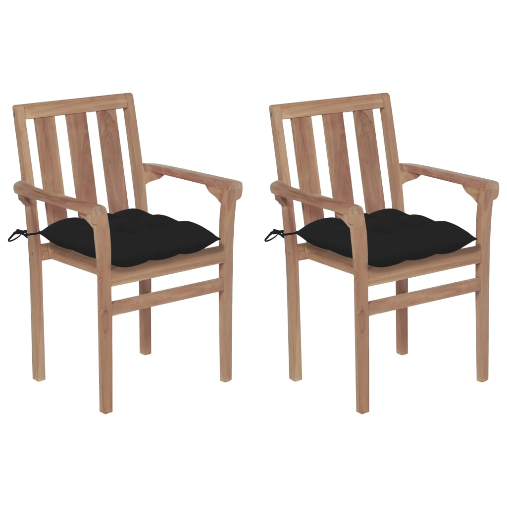 vidaXL Tuinstoelen 2 st met antracietkleurige kussens massief teakhout