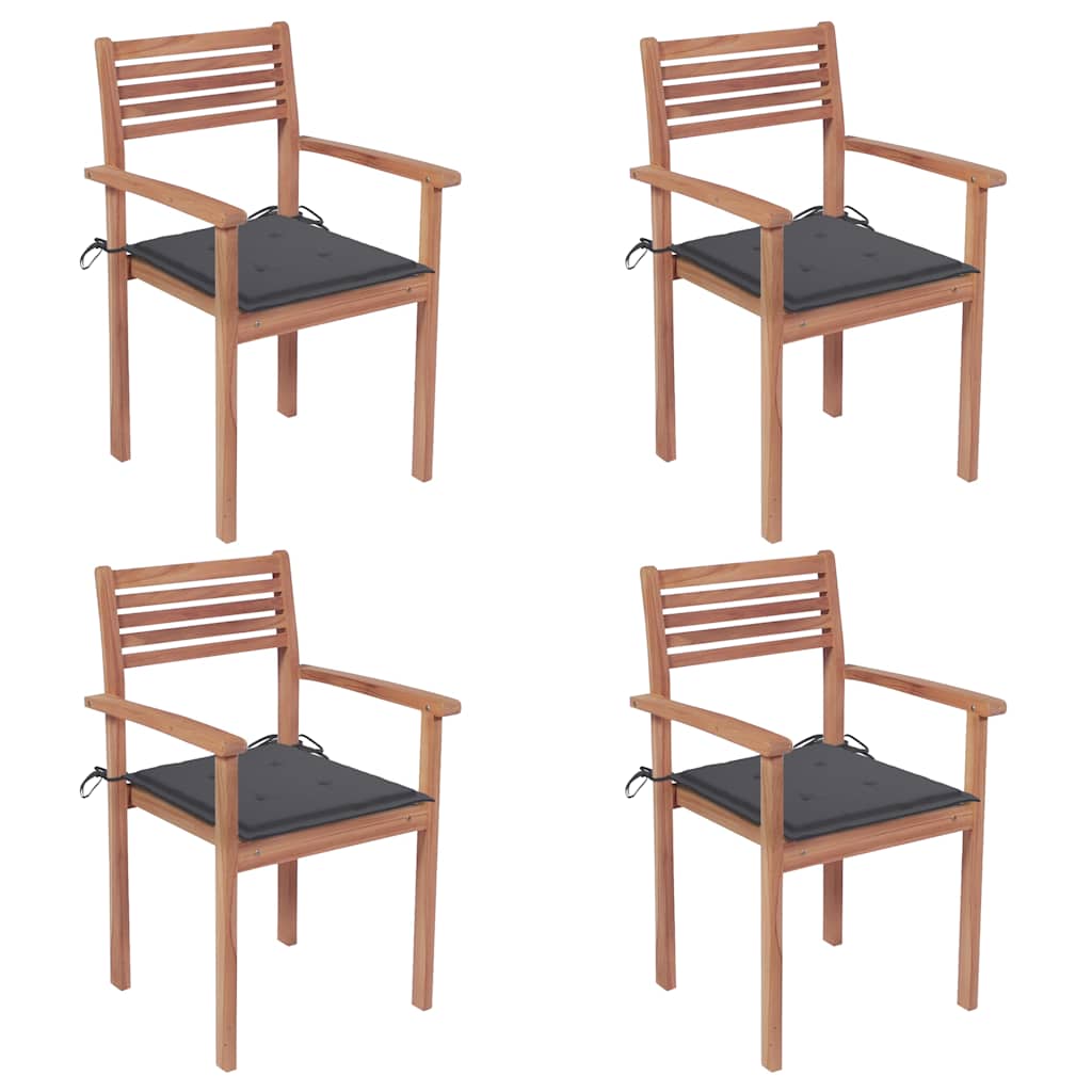 vidaXL Tuinstoelen 2 st met antracietkleurige kussens massief teakhout