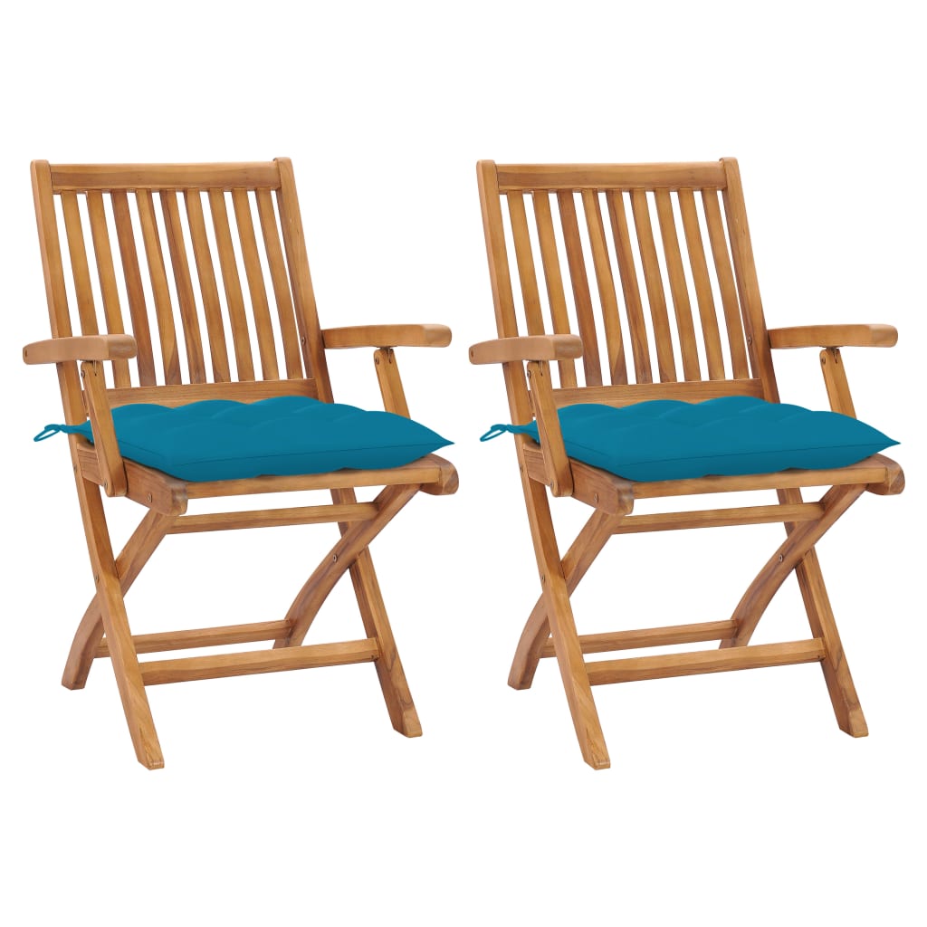 vidaXL Tuinstoelen 2 st met antracietkleurige kussens massief teakhout