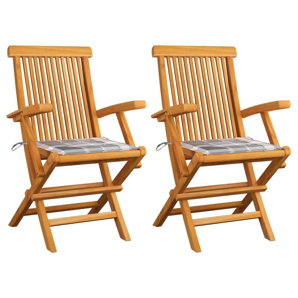 vidaXL Tuinstoelen 2 st avec antracietkleurige kussens massief teakhout