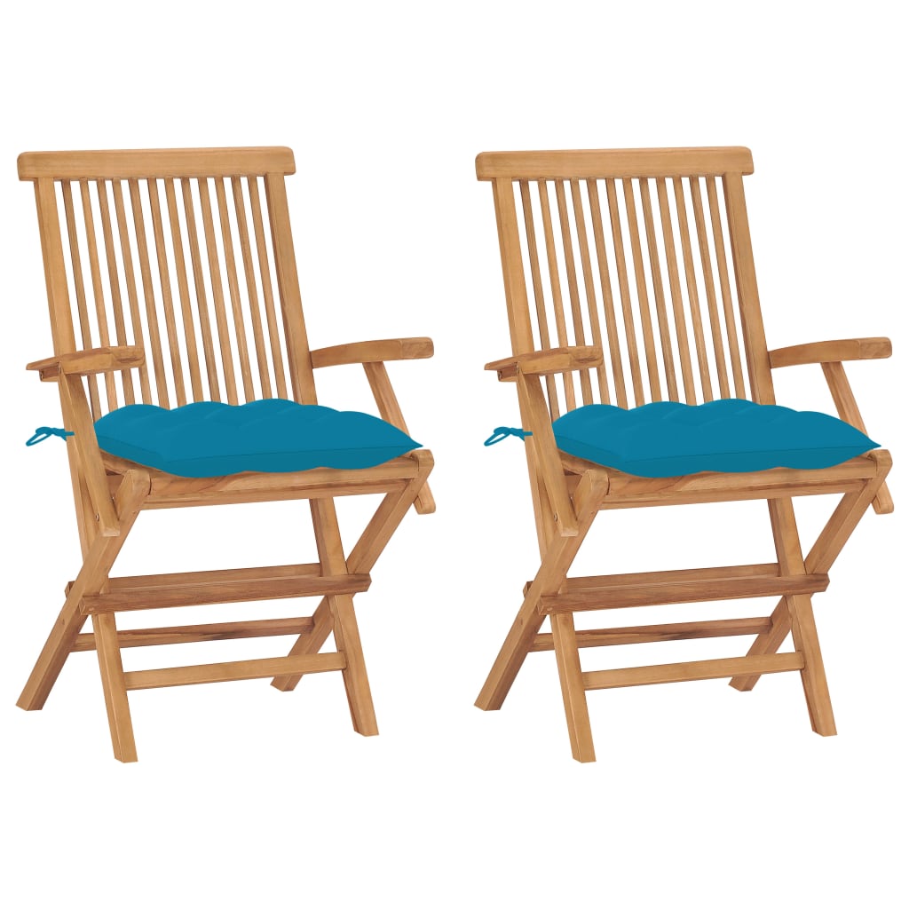 vidaXL Garden Chairs 2 pcs with Anthracite Cushions Solid Teakwood