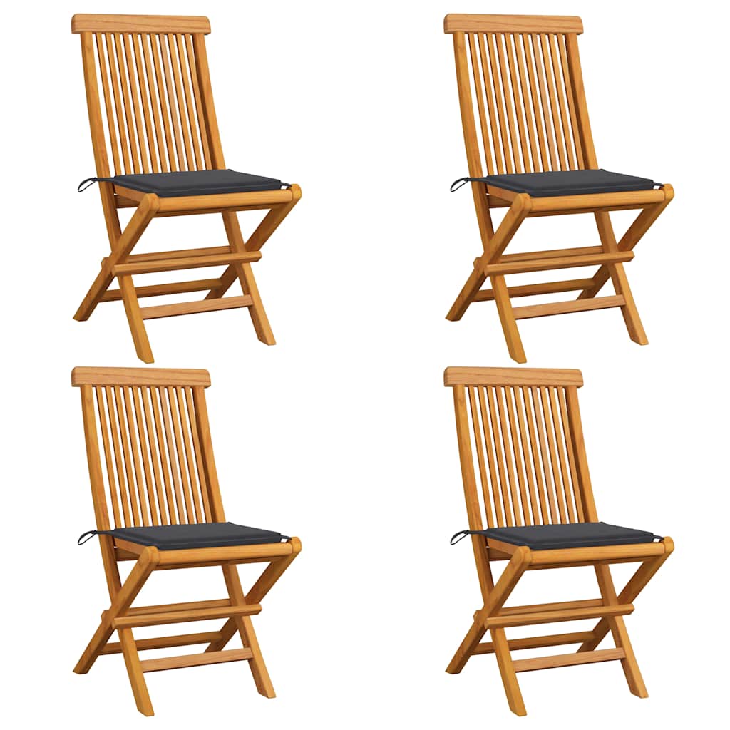 vidaXL Tuinstoelen 2 st met antracietkleurige kussens massief teakhout