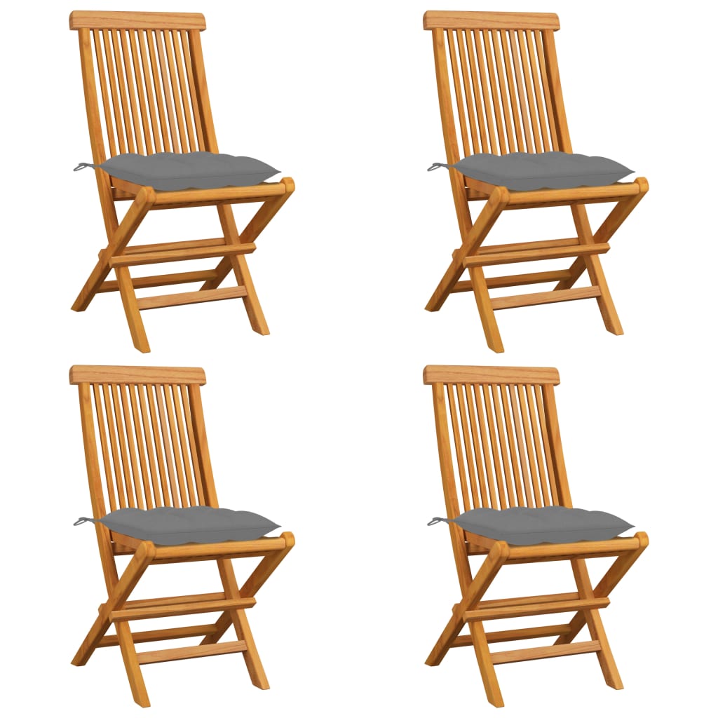 vidaXL Garden Chairs 2 pcs with Anthracite Cushions Solid Teakwood