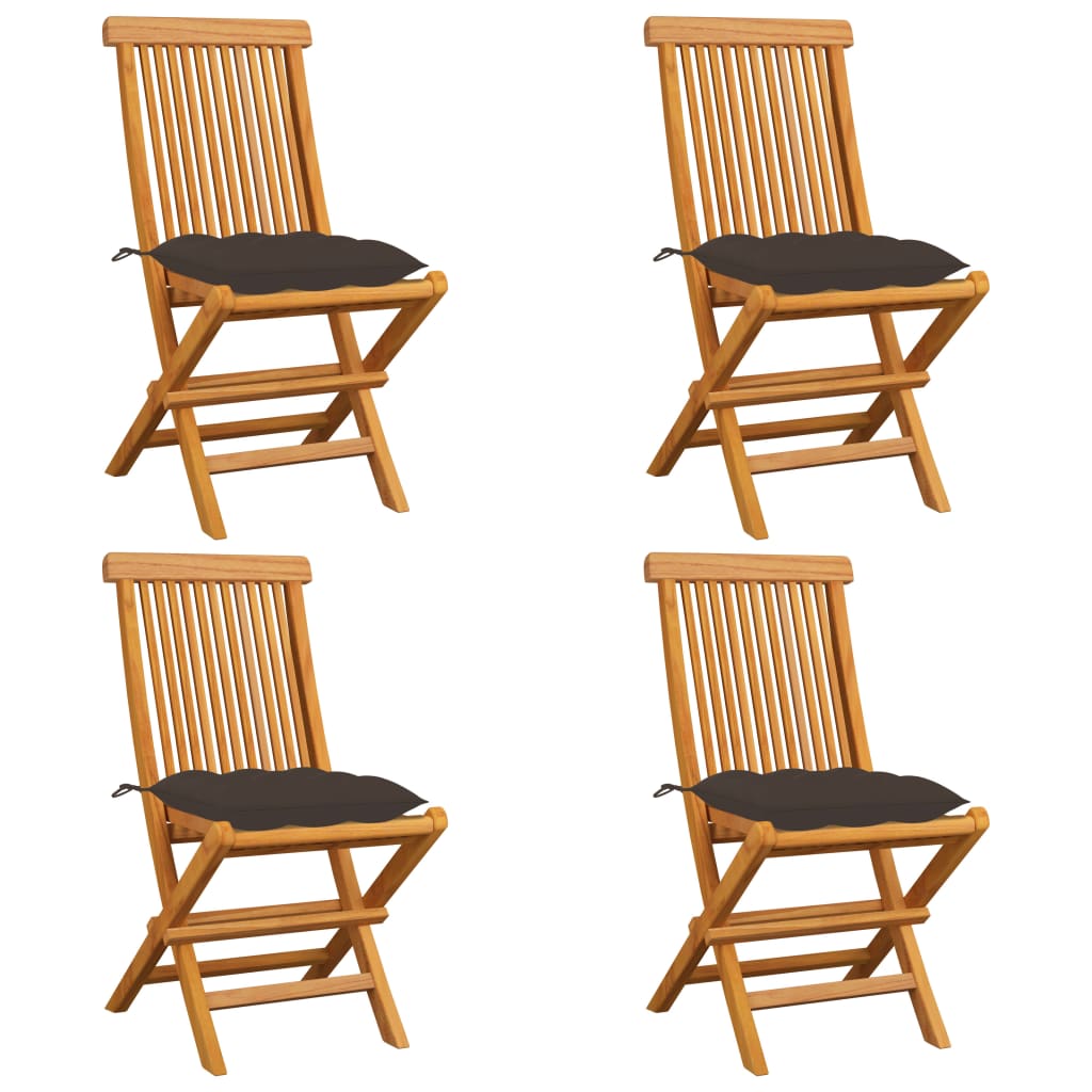 vidaXL Garden Chairs 2 pcs with Anthracite Cushions Solid Teakwood