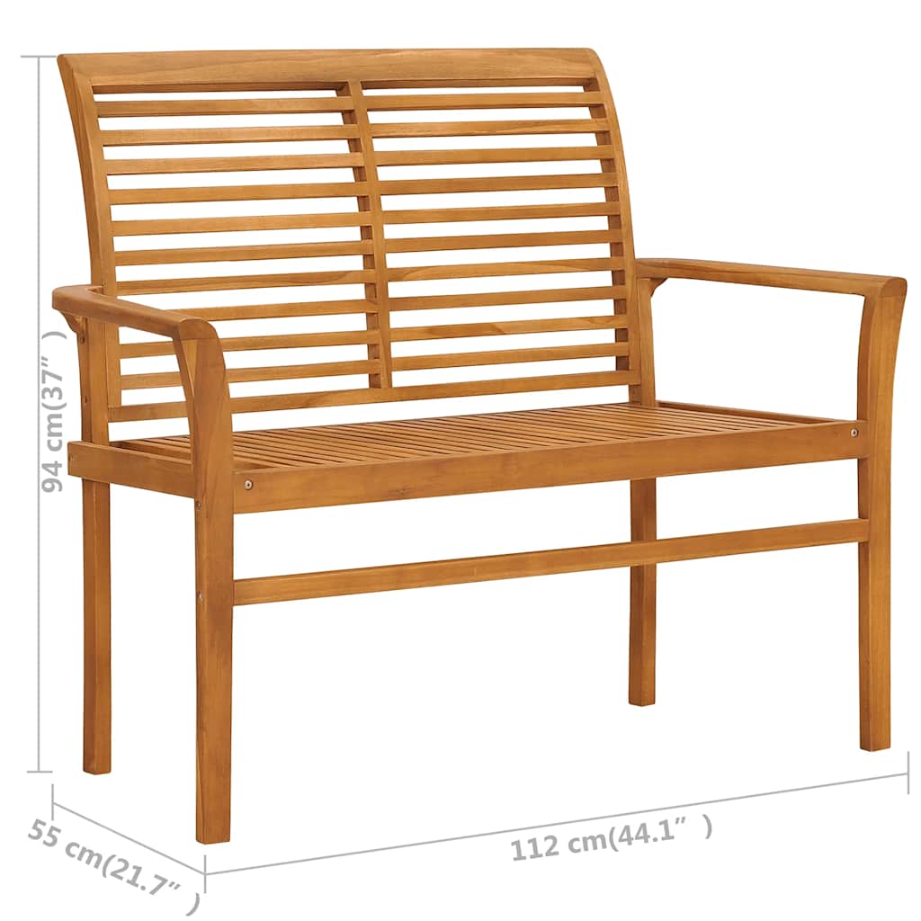 vidaXL Tuinbank met antracietkleurig kussen 112 cm massief teakhout