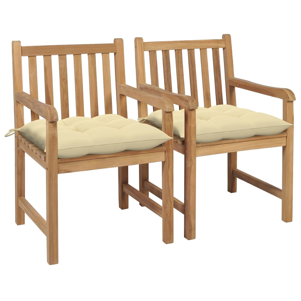 vidaXL Garden Chairs 2 pcs with Anthracite Cushions Solid Teakwood
