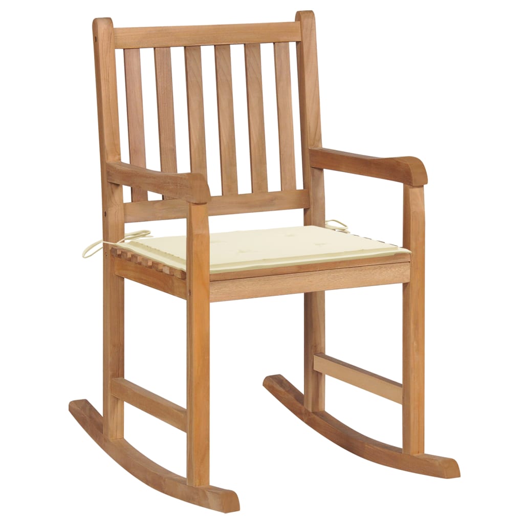 vidaXL Rocking Chair with Anthracite Cushion Solid Teak Wood