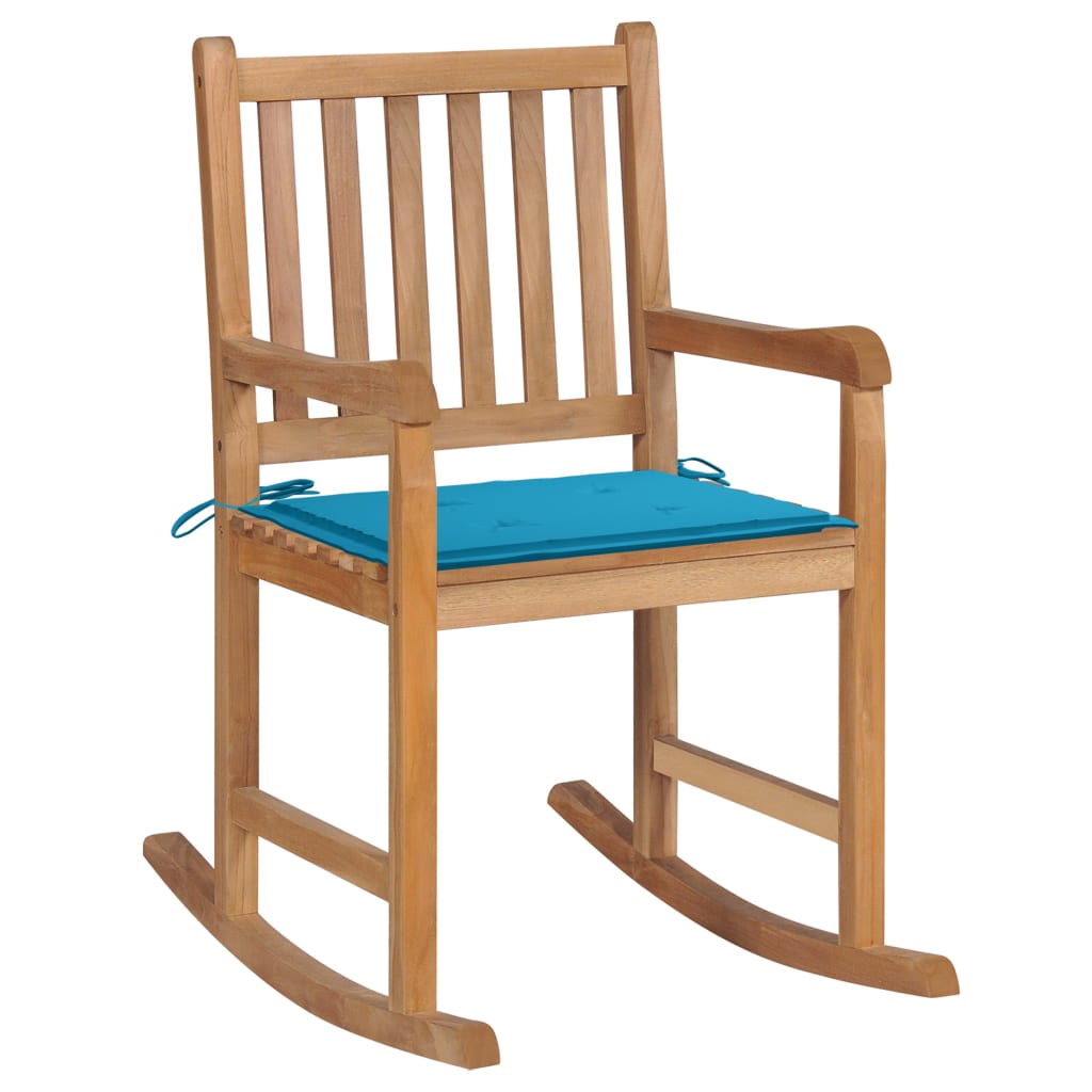 vidaXL Rocking Chair with Anthracite Cushion Solid Teak Wood