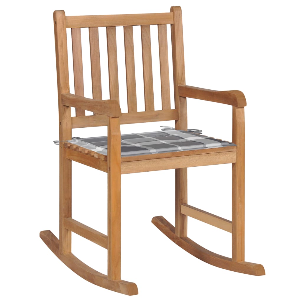 vidaXL Rocking Chair with Anthracite Cushion Solid Teak Wood