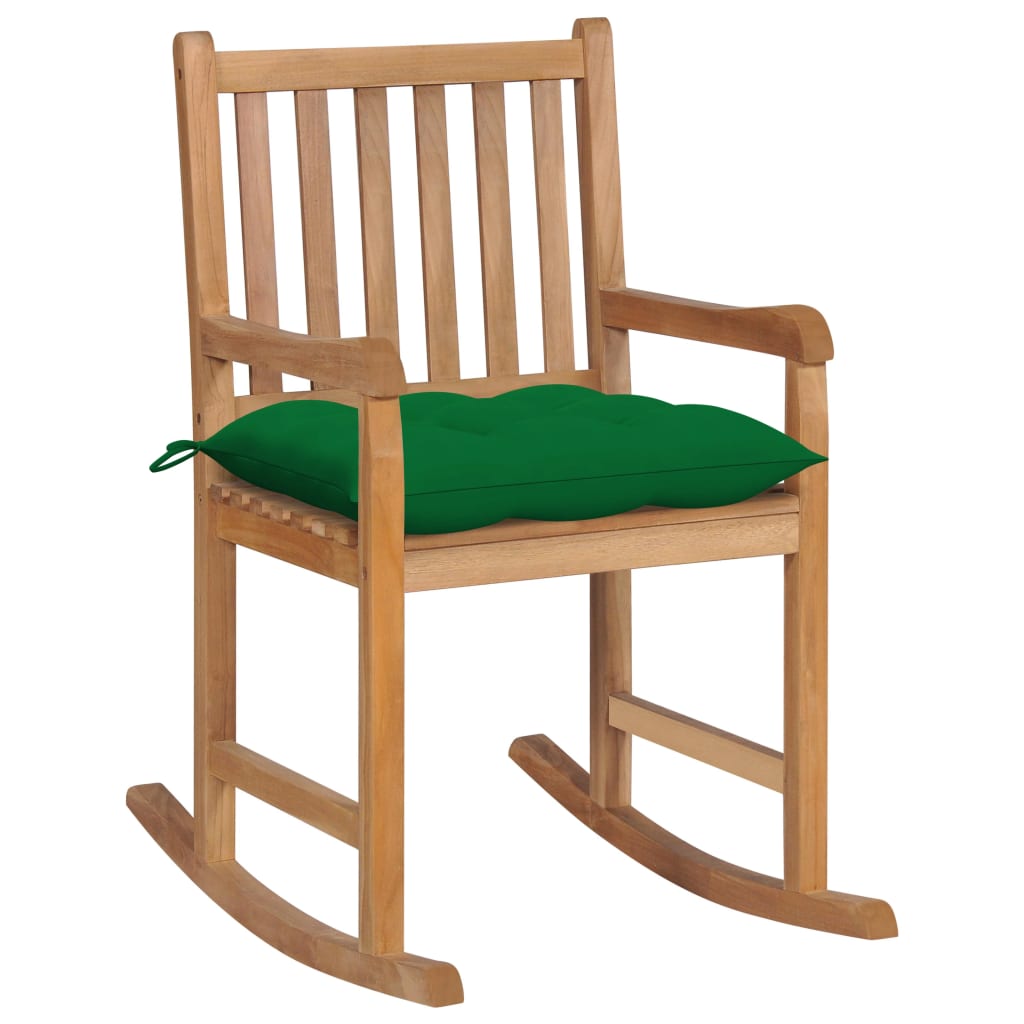 vidaXL Rocking Chair with Anthracite Cushion Solid Teakwood