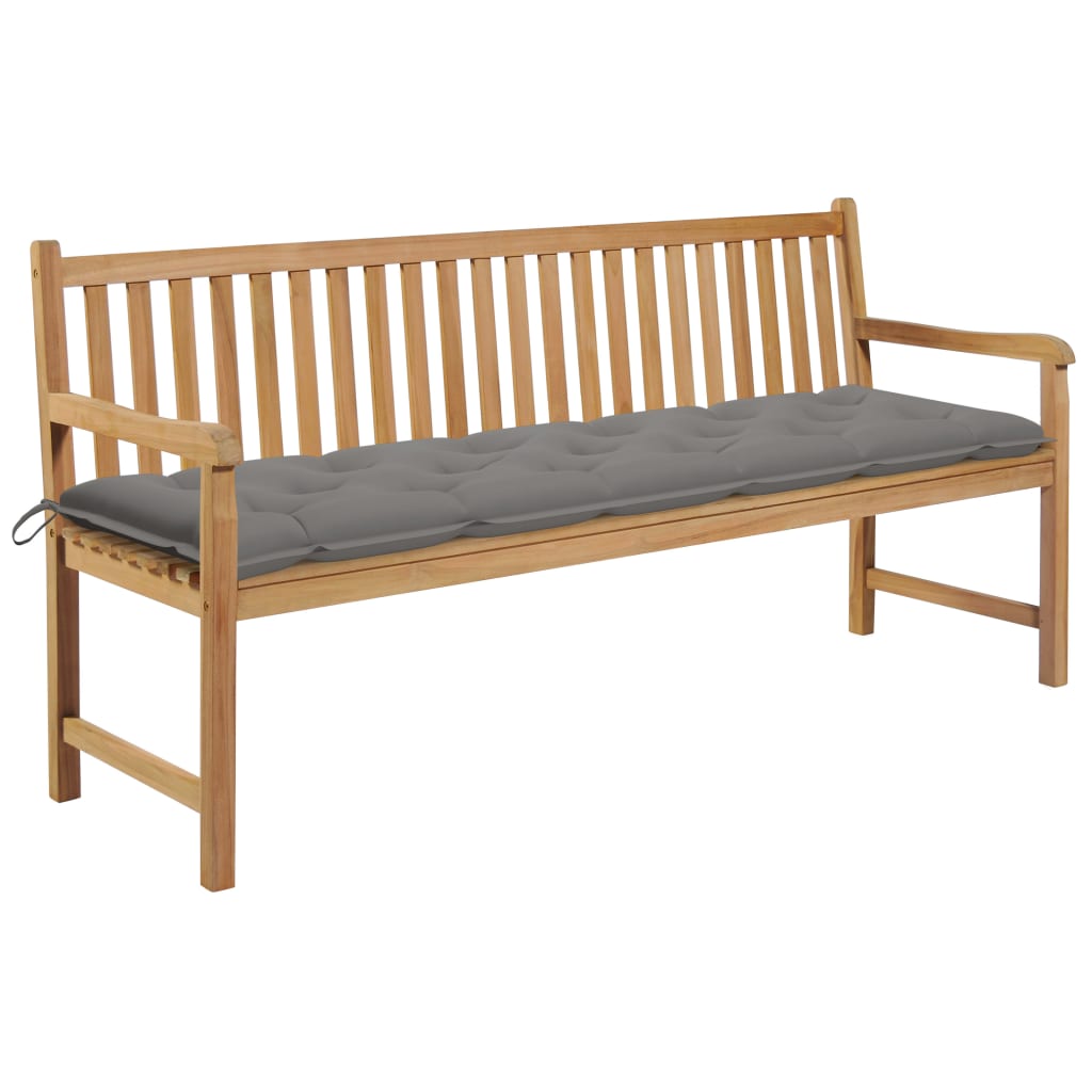 vidaXL Tuinbank met antracietkleurig kussen 175 cm massief teakhout