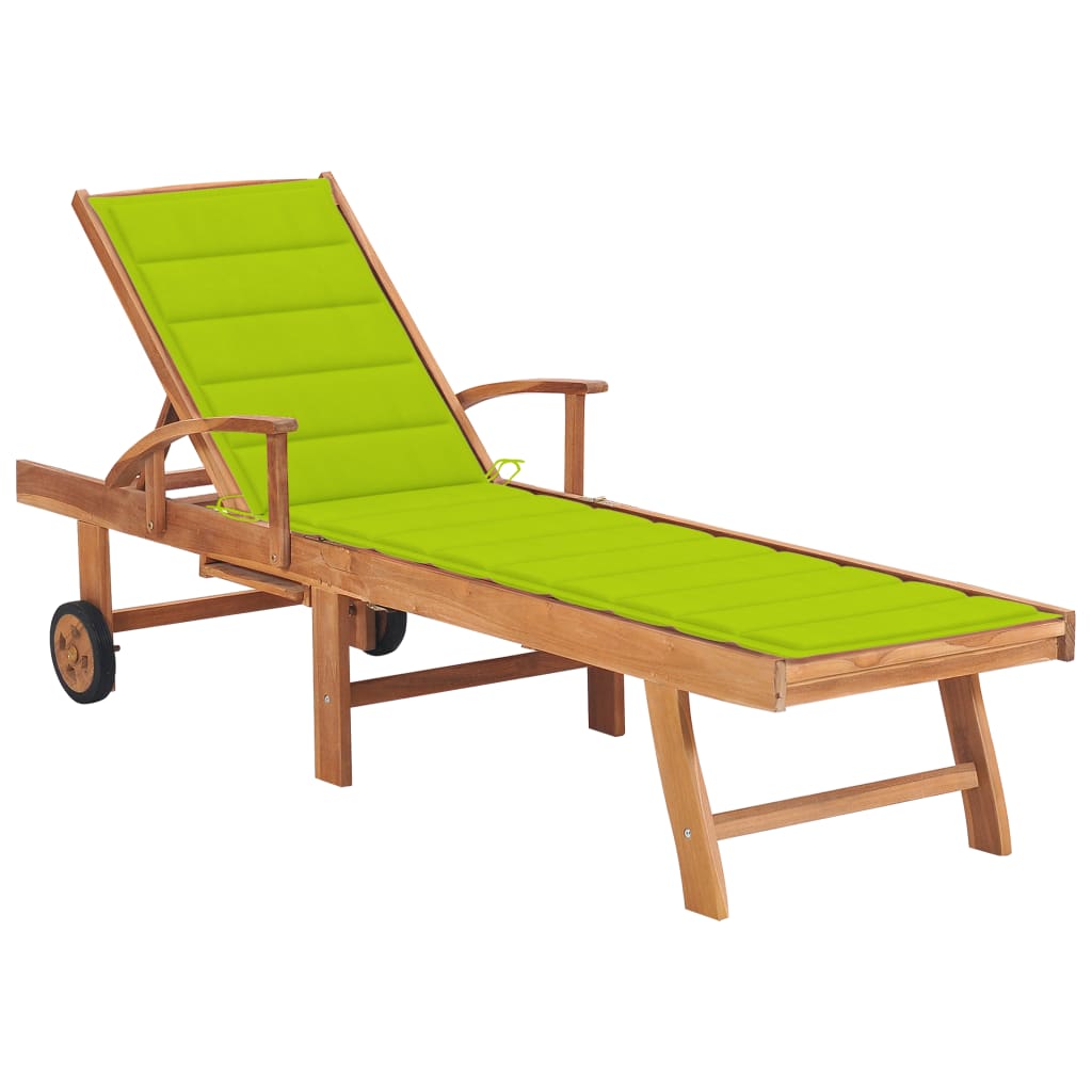 vidaXL Sun Lounger with Anthracite Cushion Solid Teak Wood